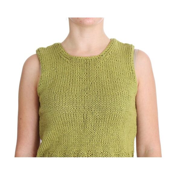 PINK MEMORIES Knit Sleeveless Crop Top Women Green Sweaters - Picture 4 of 6